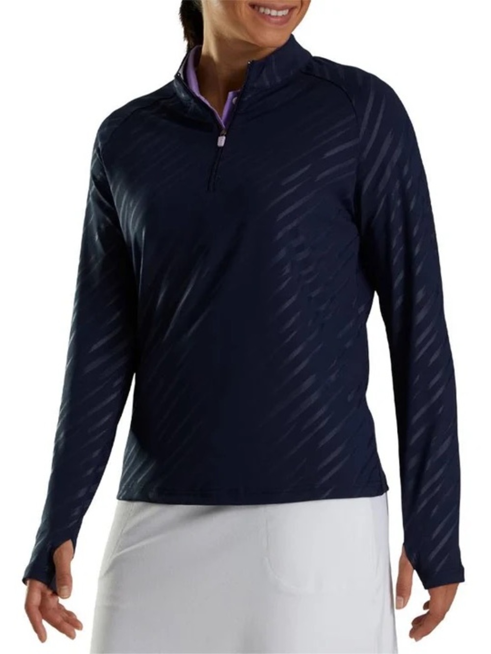 FootJoy Half-Zip Embossed Golf Pullover Navy Athletic Stretch